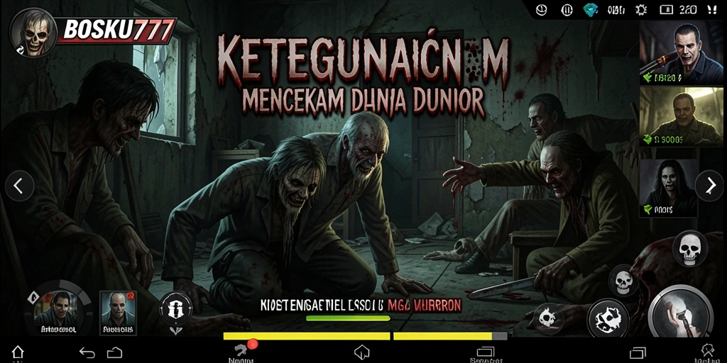Screenshot gameplay BOSKU777 menampilkan suasana horror yang mencekam.