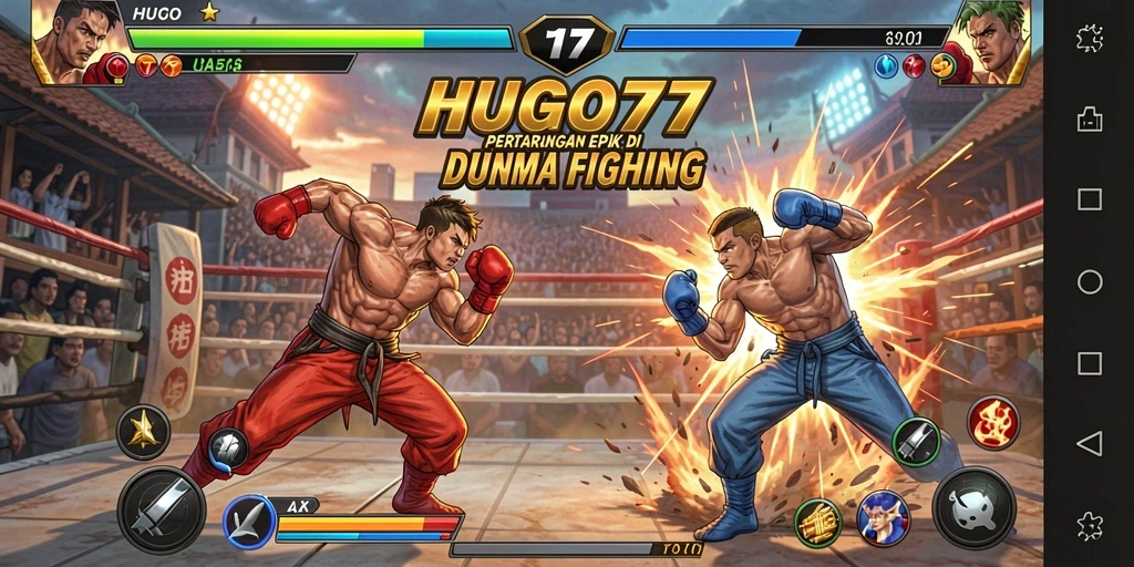 Gameplay HUGO77 yang intens dengan karakter bertarung yang mengagumkan.