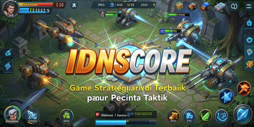 Tampilan gameplay yang mendebarkan dalam IDNSCORE dengan banyak unit dan strategi.