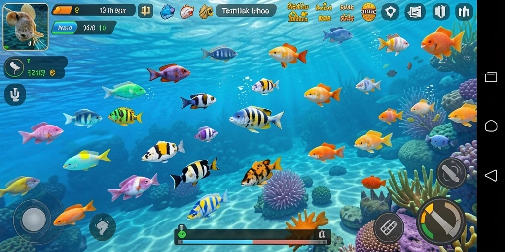 Menampilkan gameplay seru RR44 dalam perburuan ikan.