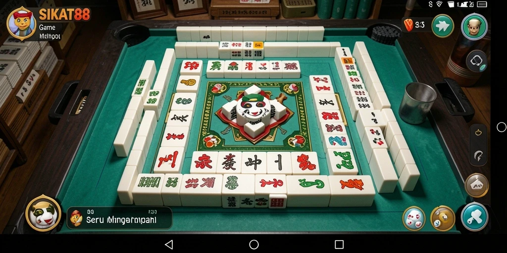 Tampilan gameplay SIKAT88 dengan berbagai ubin Mahjong.