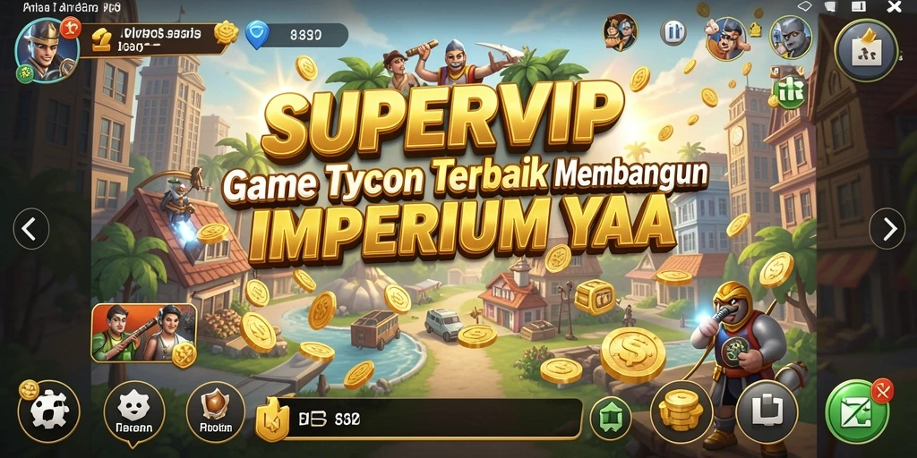Tampilan gameplay SUPERVIP yang menunjukkan aktivitas bisnis yang seru.