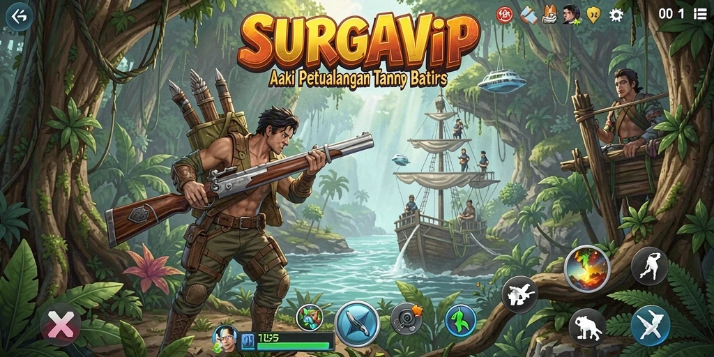 Screenshot SURGAVIP menampilkan aksi intens dalam gameplay yang penuh semangat.